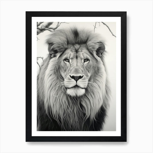 African Lion Realism Portrait 1 Art Framed Wall Art Poster Canvas Print Picture