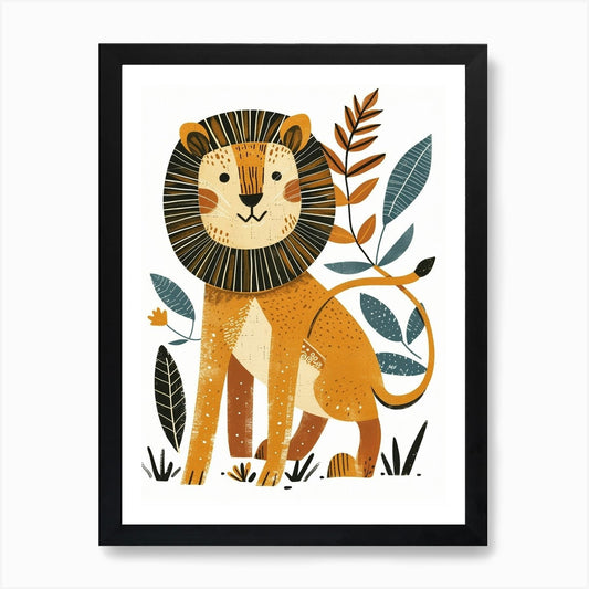 African Lion Lion In Different Seas Framed Wall Art Poster Canvas Print Picture