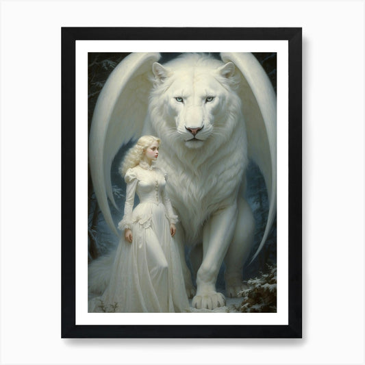 White Lion Art Print Framed Wall Art Poster Canvas Print Picture