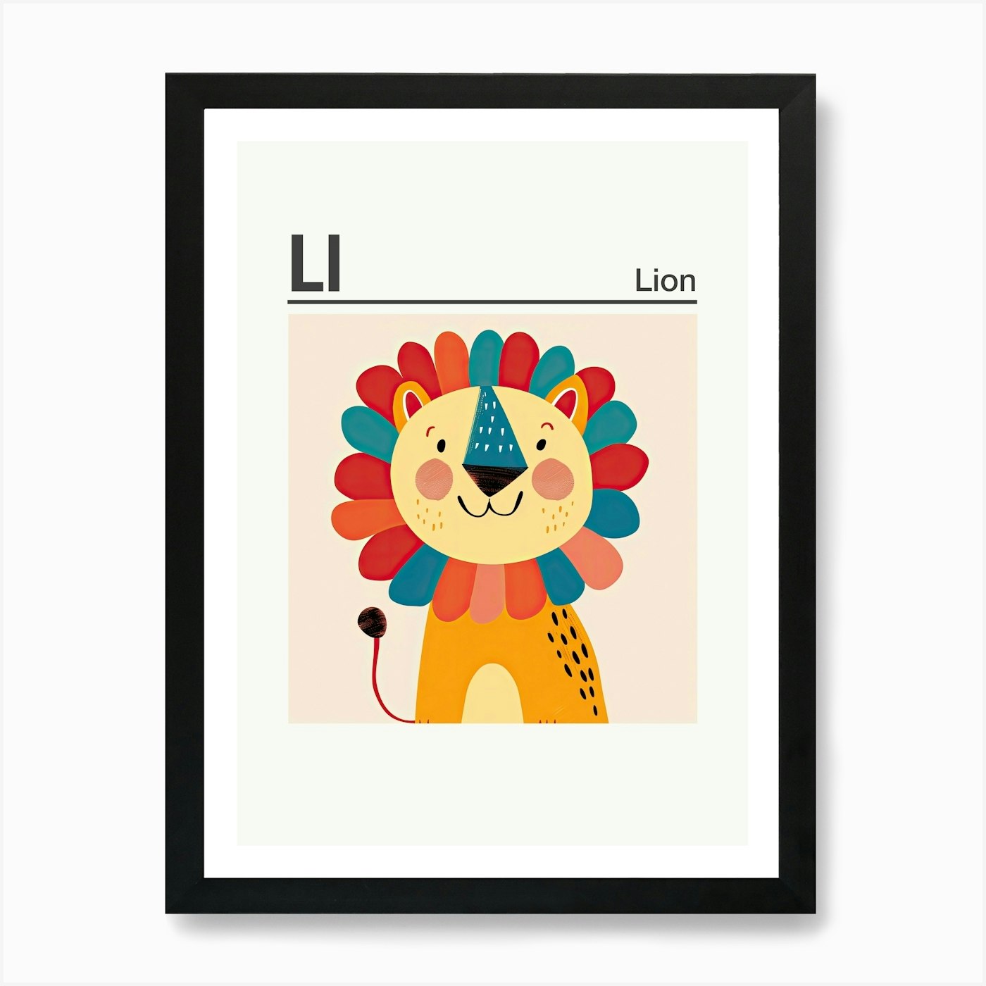 Animals Alphabet Lion 1 Art Print Framed Wall Art Poster Canvas Print Picture