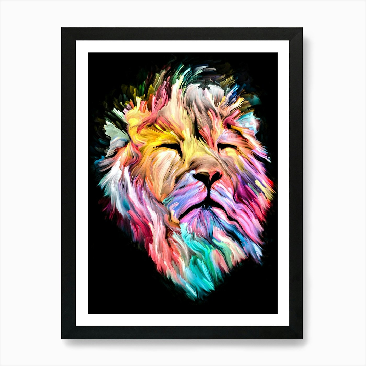 Colorful Lion Head Art Print Framed Wall Art Poster Canvas Print Picture