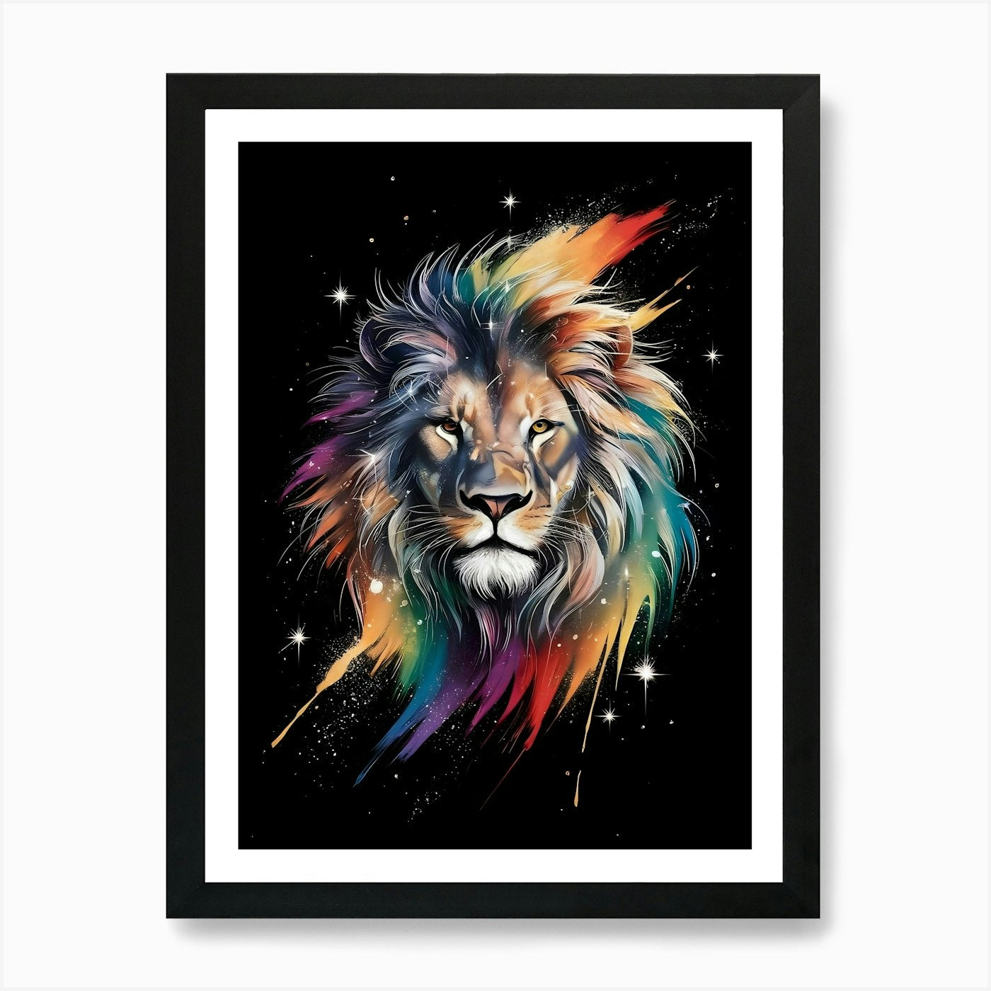 Rainbow Lion 2 Art Print Framed Wall Art Poster Canvas Print Picture