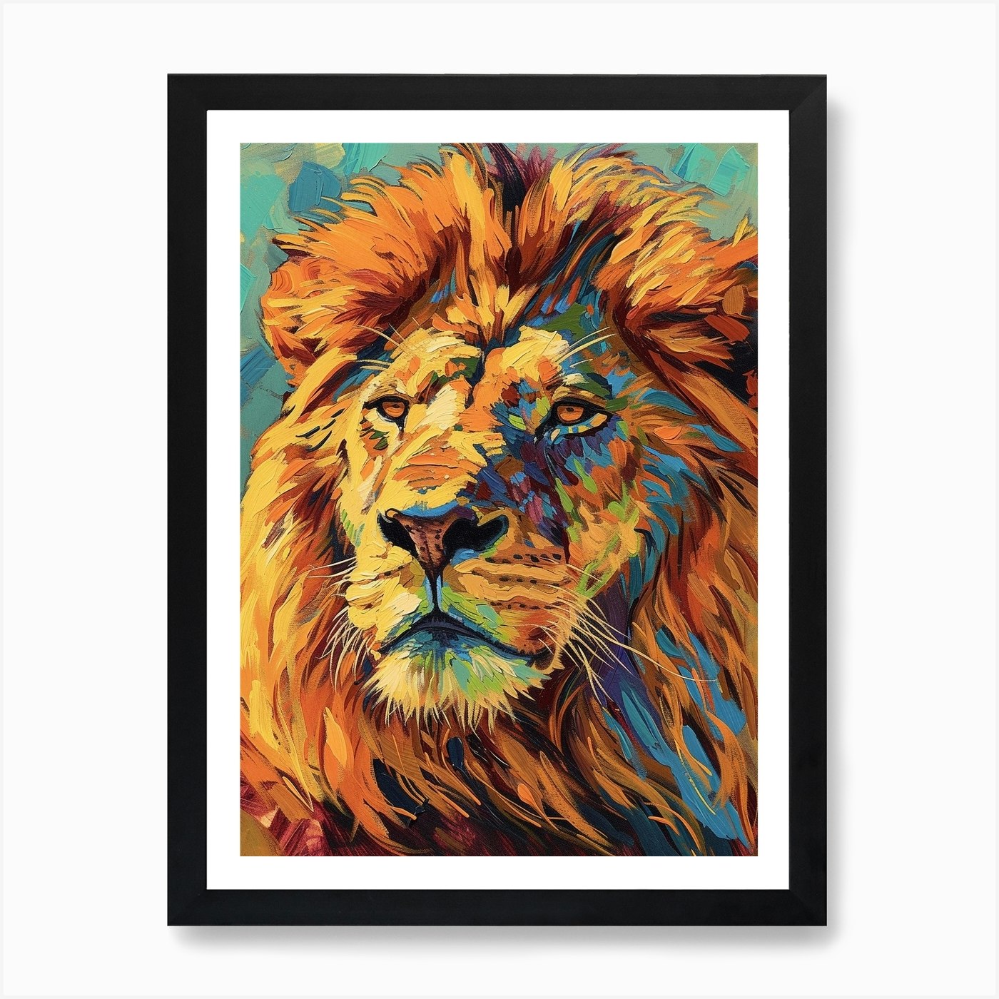 Southwest African Lion Portrait Clo Framed Wall Art Poster Canvas Print Picture