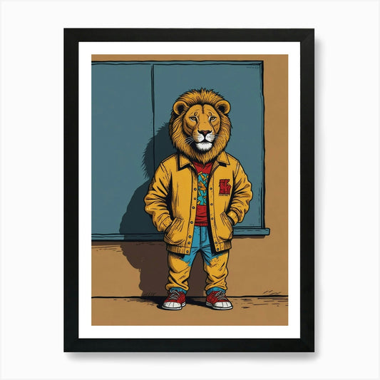 Lion In Hoodie Art Print Framed Wall Art Poster Canvas Print Picture