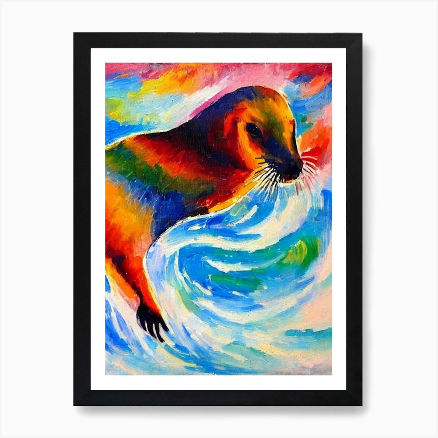 Sea Lion Matisse Inspired Art Print Framed Wall Art Poster Canvas Print Picture