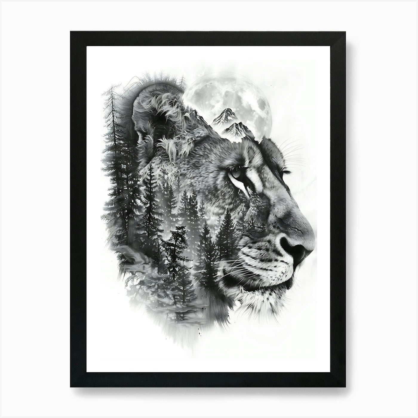 Lion In The Forest 4 Art Print Framed Wall Art Poster Canvas Print Picture