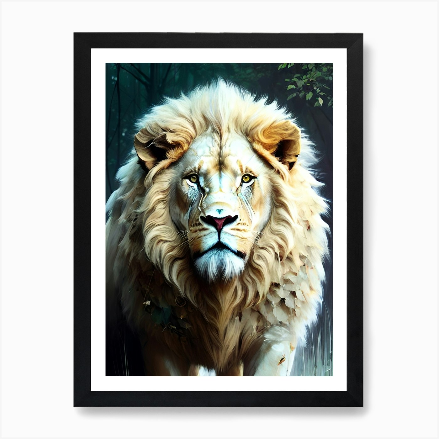 Lion In The Woods Art Print Framed Wall Art Poster Canvas Print Picture