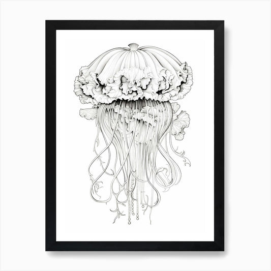 Lions Mane Jellyfish Drawing3 Art P Framed Wall Art Poster Canvas Print Picture
