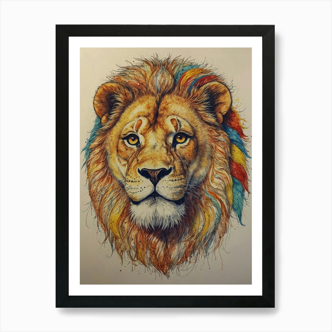 Lion Head 4 Art Print Framed Wall Art Poster Canvas Print Picture