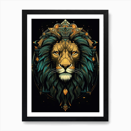 Lion Art Painting Art Deco 4 Art Pr Framed Wall Art Poster Canvas Print Picture