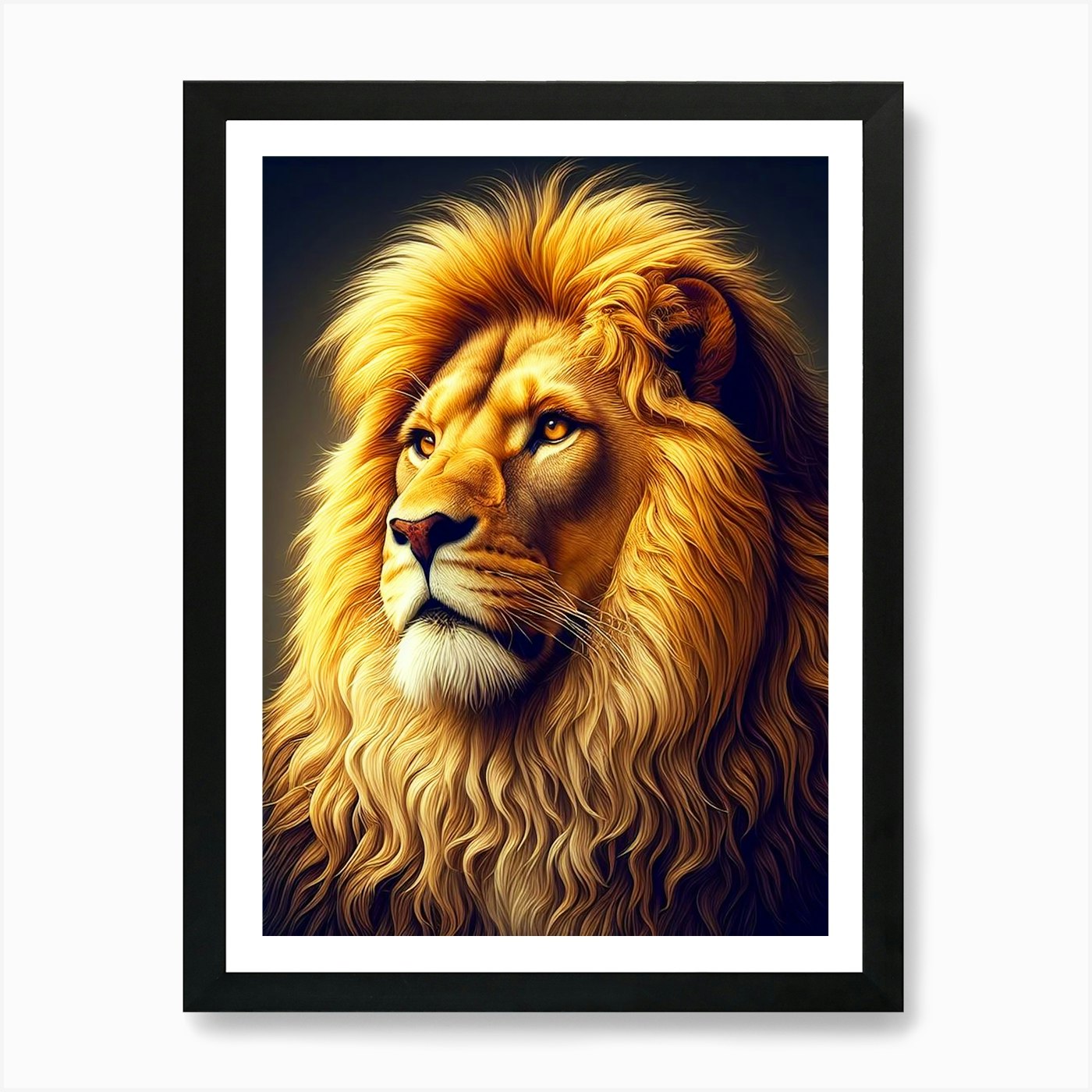 Lion Portrait Art Print Framed Wall Art Poster Canvas Print Picture