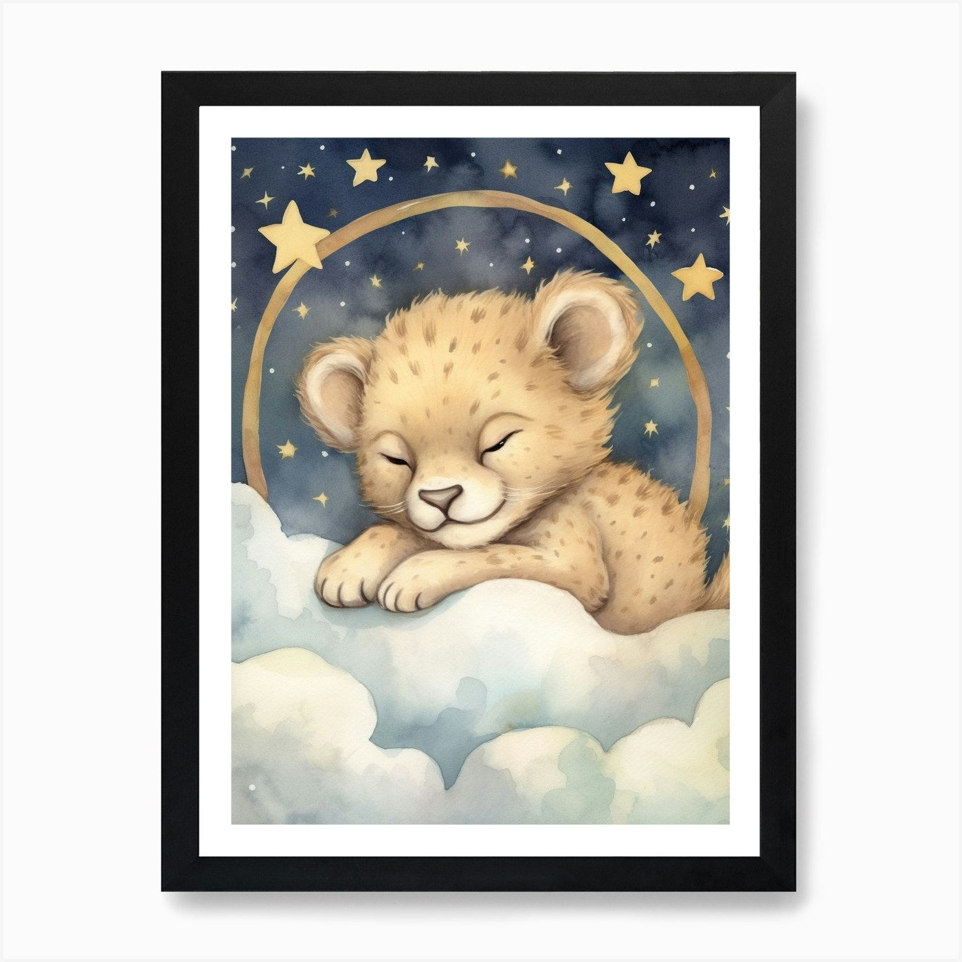 Sleeping Baby Lion 2 Art Print Framed Wall Art Poster Canvas Print Picture