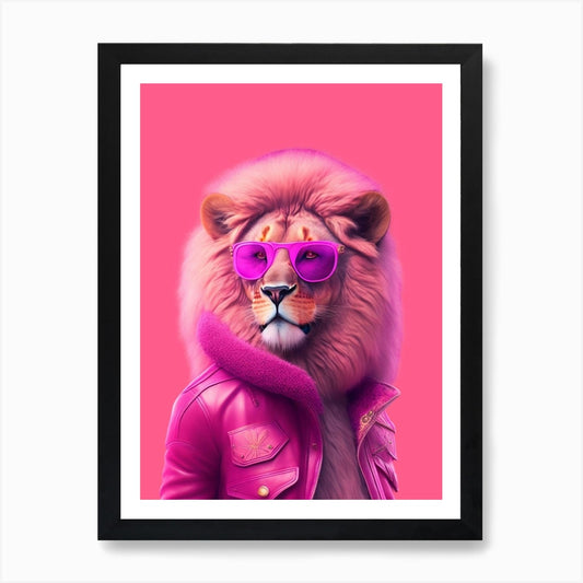 Lion Wearing Jacket Art Print Framed Wall Art Poster Canvas Print Picture