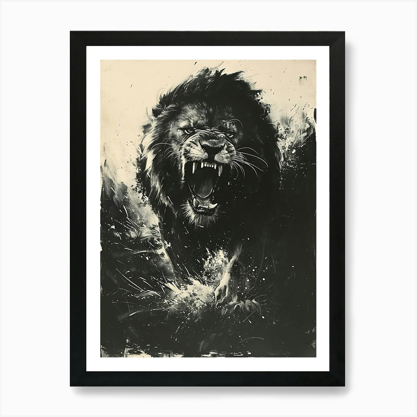 Lion Roaring 7 Art Print Framed Wall Art Poster Canvas Print Picture