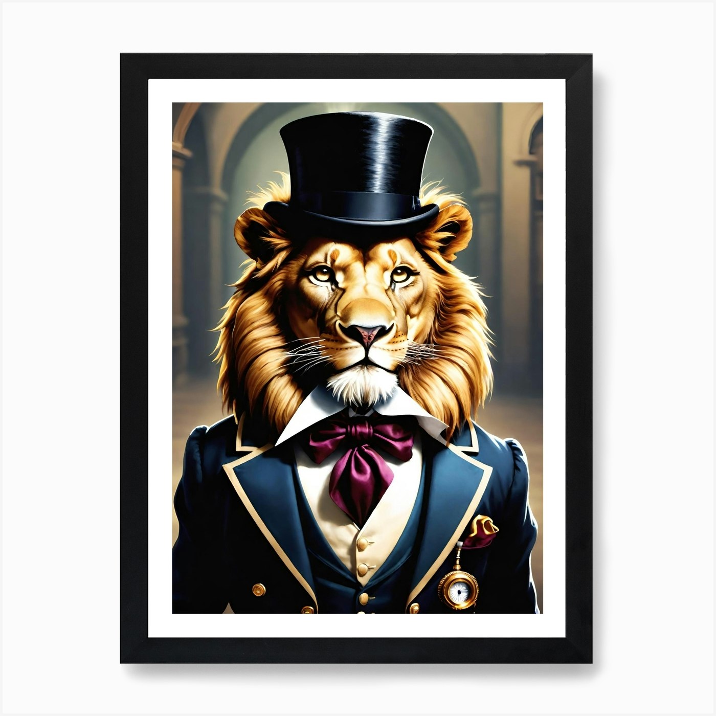 Gentleman Lion Art Print Framed Wall Art Poster Canvas Print Picture