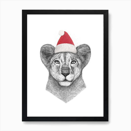 Christmas Prince Lion Art Print Framed Wall Art Poster Canvas Print Picture