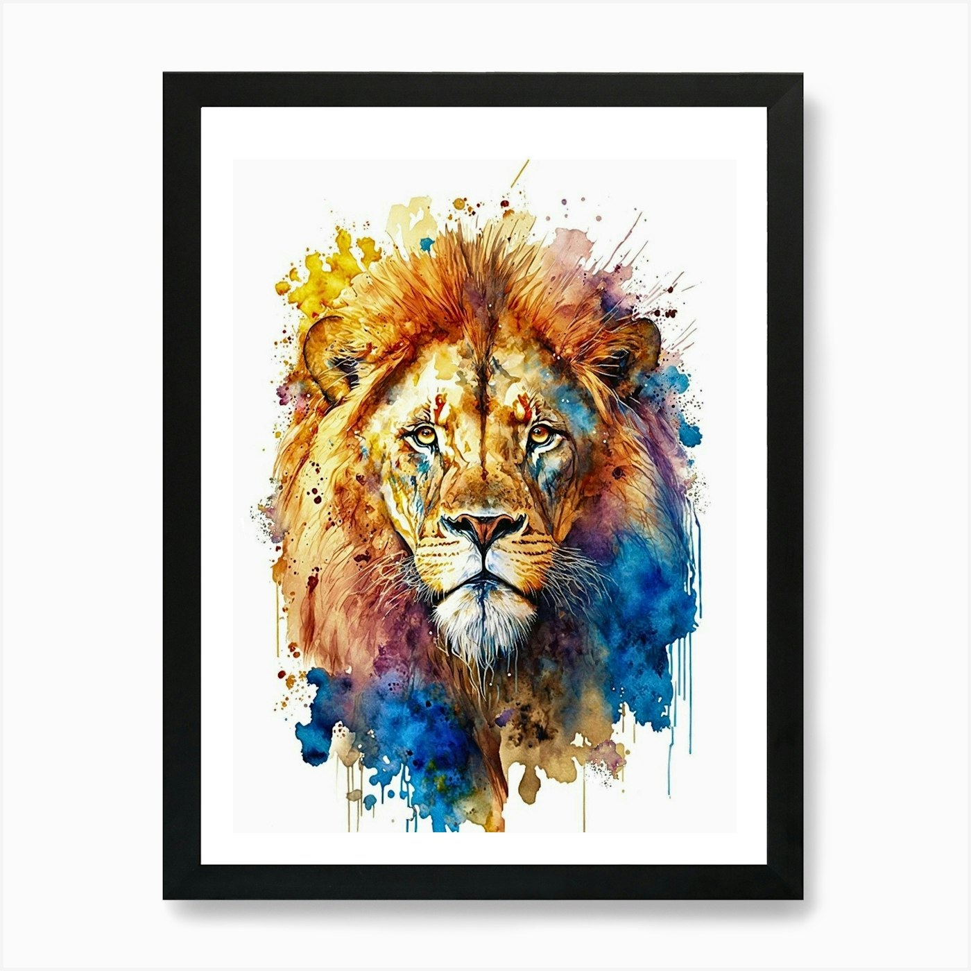 Lion Water Color Art Print Framed Wall Art Poster Canvas Print Picture