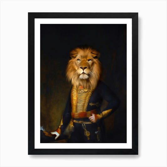 Royal Lion Kingston Pet Portraits A Framed Wall Art Poster Canvas Print Picture