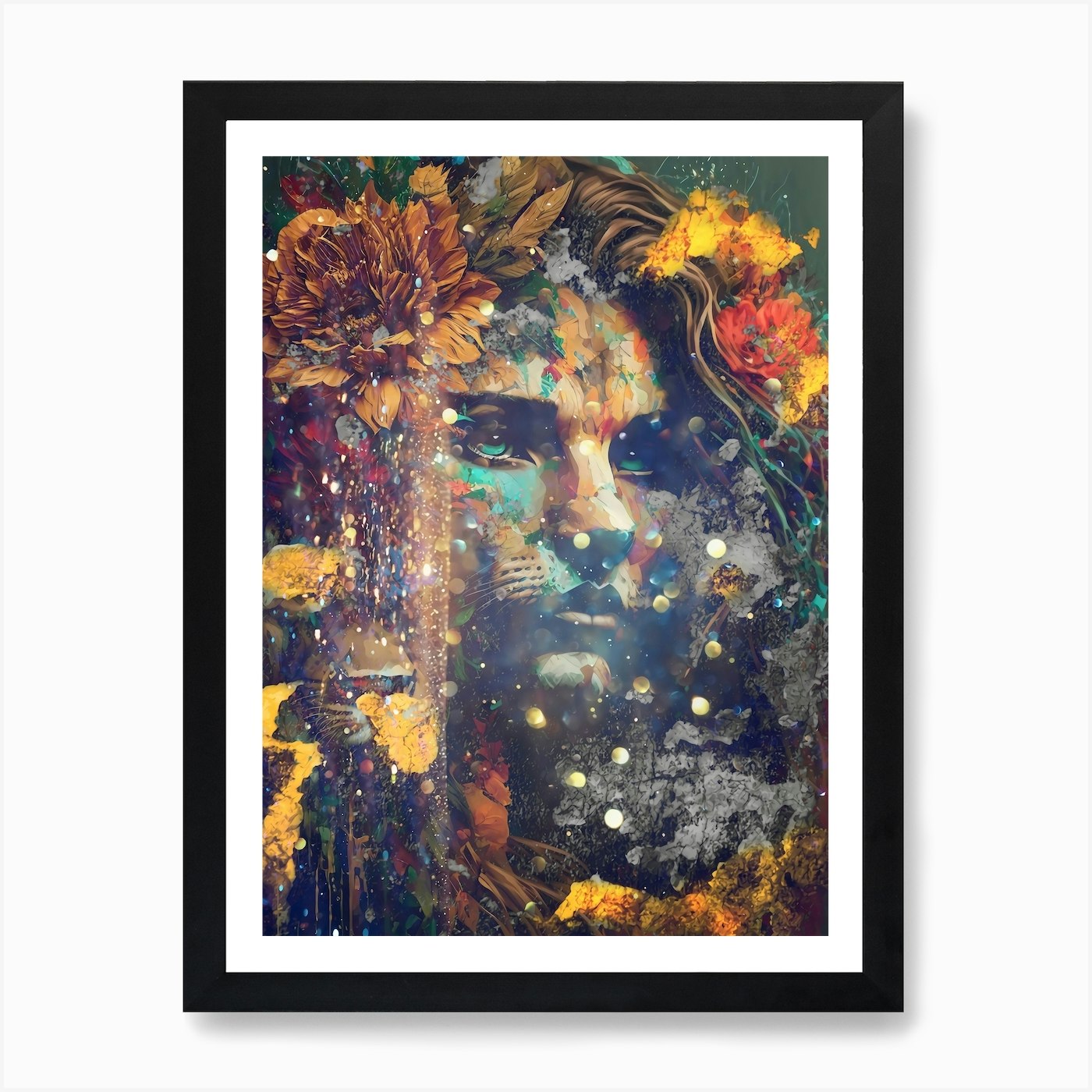 Lion Art Illustration In A Photomon Framed Wall Art Poster Canvas Print Picture