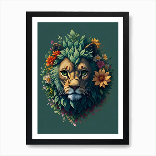 Vintage Lion of Forest Art Print Framed Wall Art Poster Canvas Print Picture