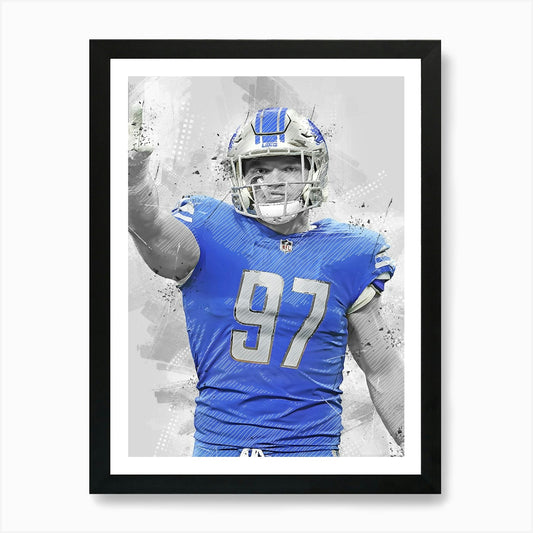 Aidan Hutchinson Detroit Lions Art  Framed Wall Art Poster Canvas Print Picture
