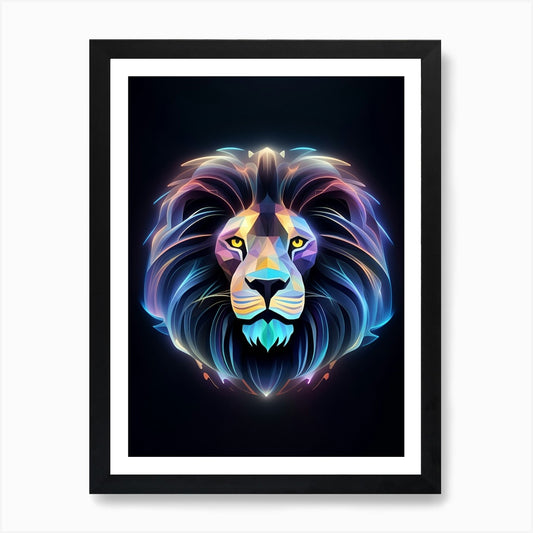Neon Lion Head 1 Art Print Framed Wall Art Poster Canvas Print Picture