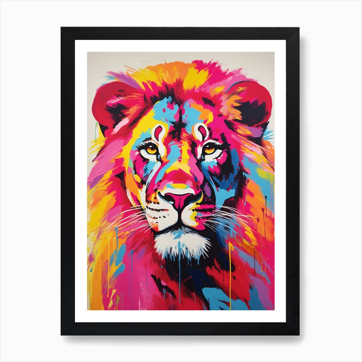 Lion Pop Art 3 Art Print Framed Wall Art Poster Canvas Print Picture