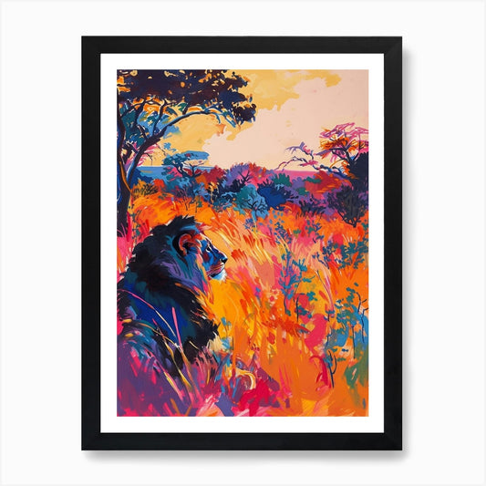 Transvaal Lion Hunting In The Savan Framed Wall Art Poster Canvas Print Picture