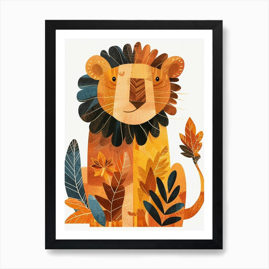 African Lion Lion In Different Seas Framed Wall Art Poster Canvas Print Picture