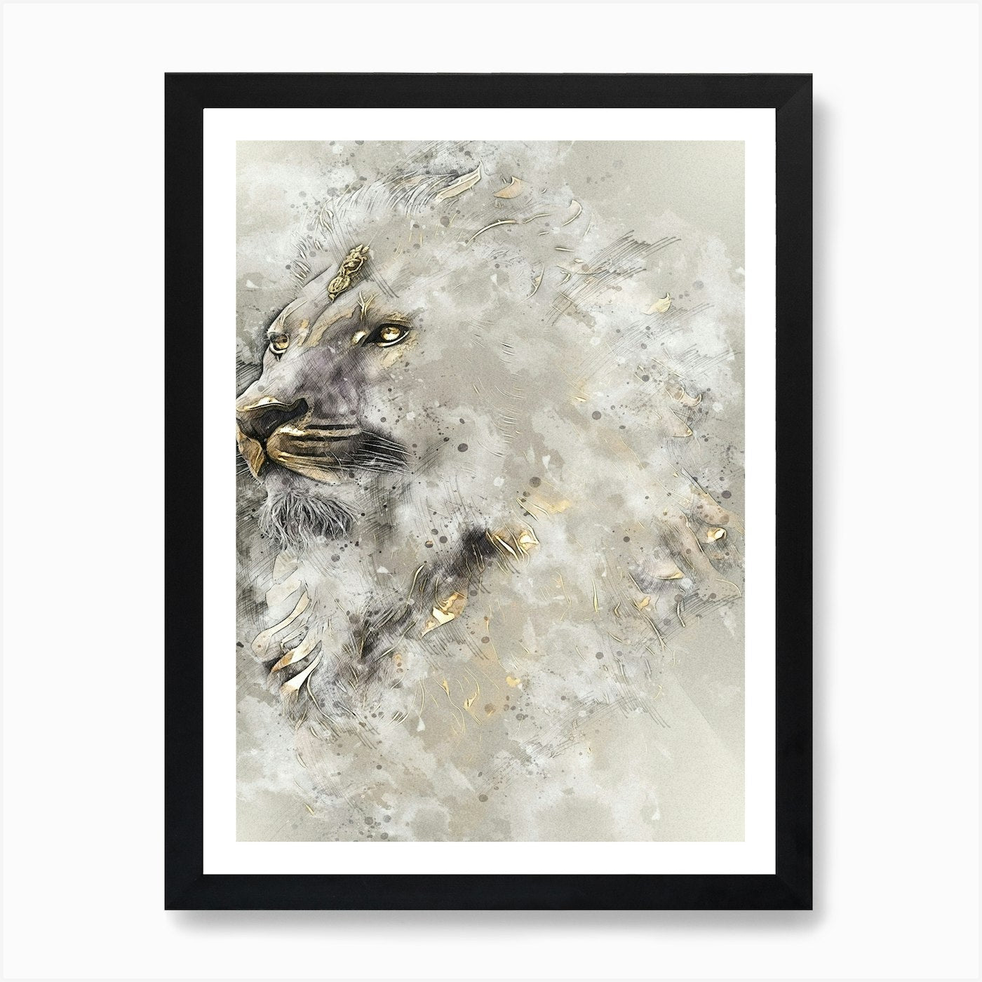 Lion Animal Art Illustration In A P Framed Wall Art Poster Canvas Print Picture