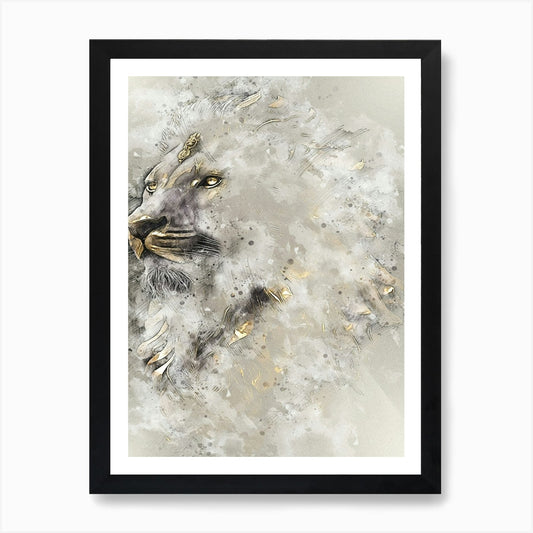 Lion Animal Art Illustration In A P Framed Wall Art Poster Canvas Print Picture