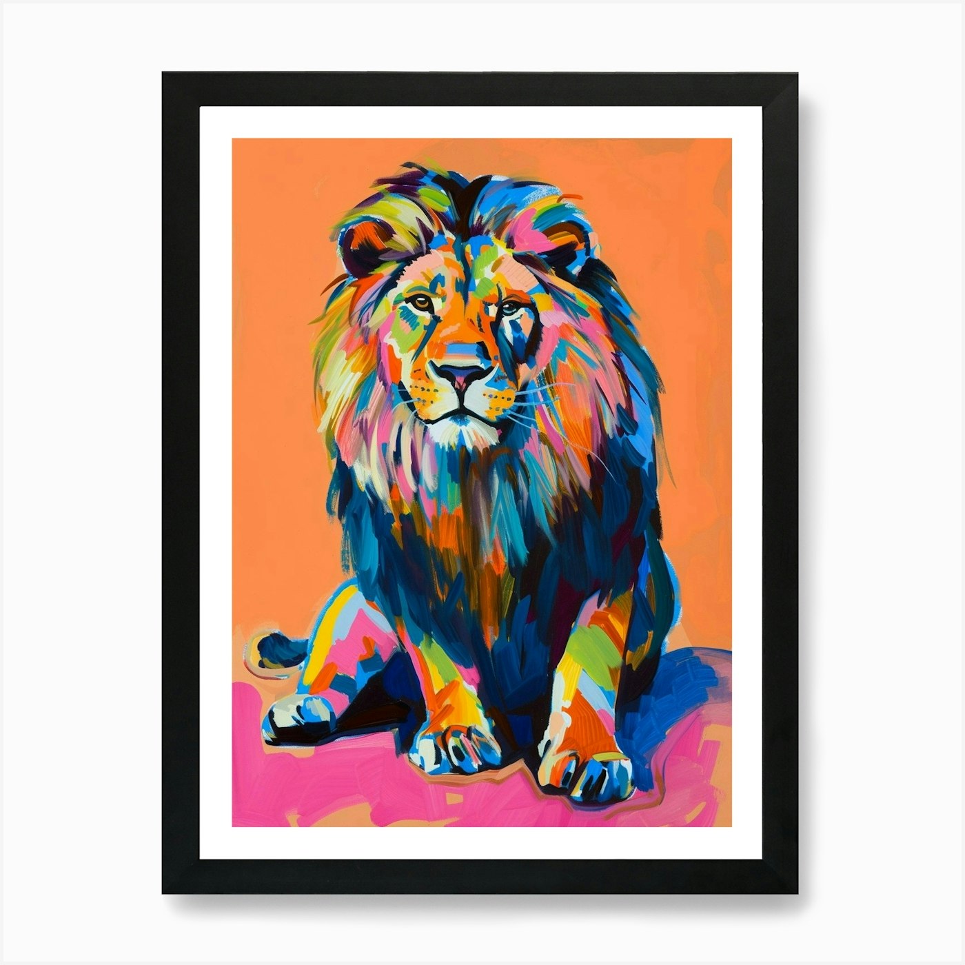 Asiatic Lion Fauvist Painting 4 Art Framed Wall Art Poster Canvas Print Picture