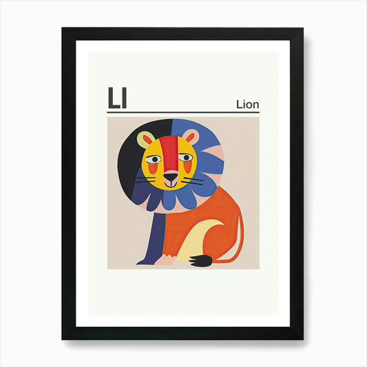 Animals Alphabet Lion 3 Art Print Framed Wall Art Poster Canvas Print Picture
