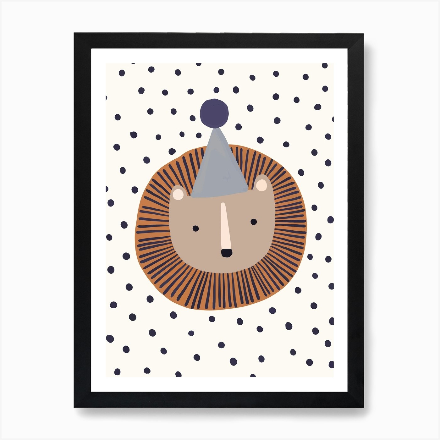 Dotty Lion Art Print Framed Wall Art Poster Canvas Print Picture