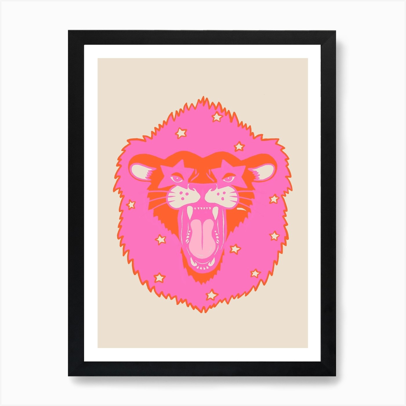 Starry Neon Lion Art Print Framed Wall Art Poster Canvas Print Picture