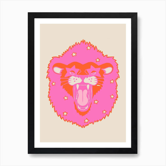 Starry Neon Lion Art Print Framed Wall Art Poster Canvas Print Picture