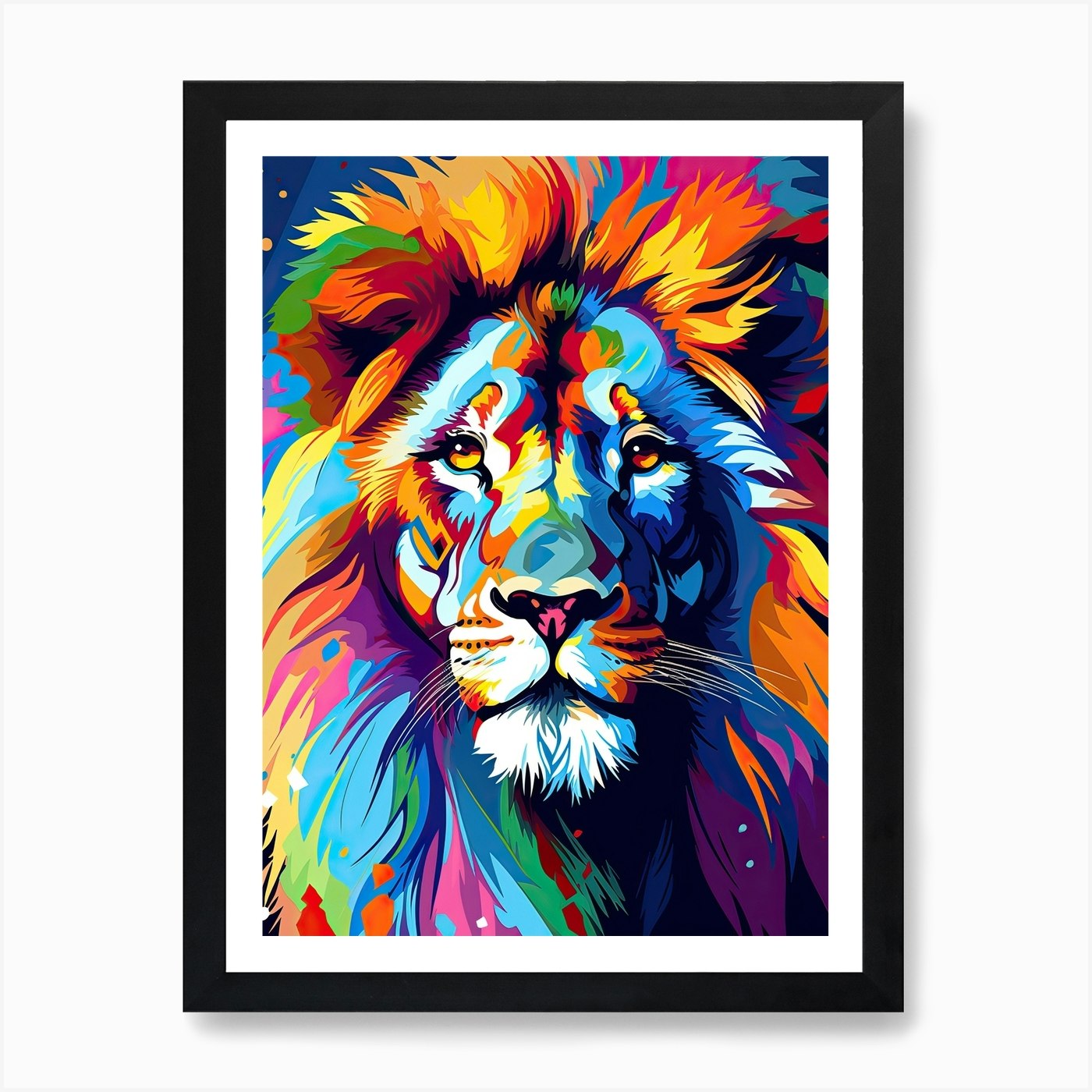 Lion Art Painting Abstract Art 3 Ar Framed Wall Art Poster Canvas Print Picture