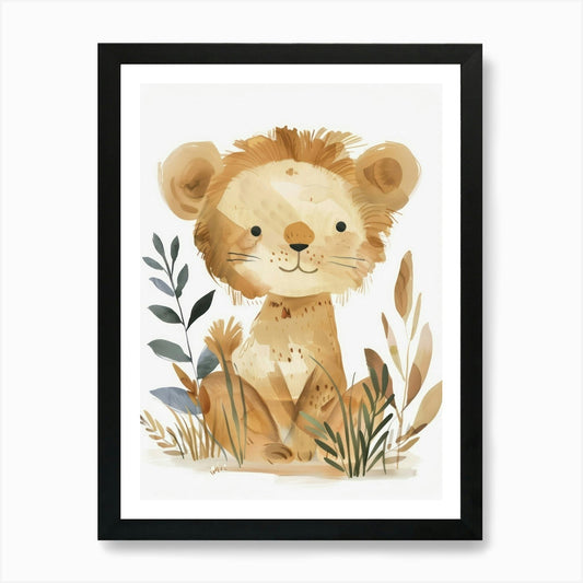 Charming Nursery Kids Animals Lion  Framed Wall Art Poster Canvas Print Picture