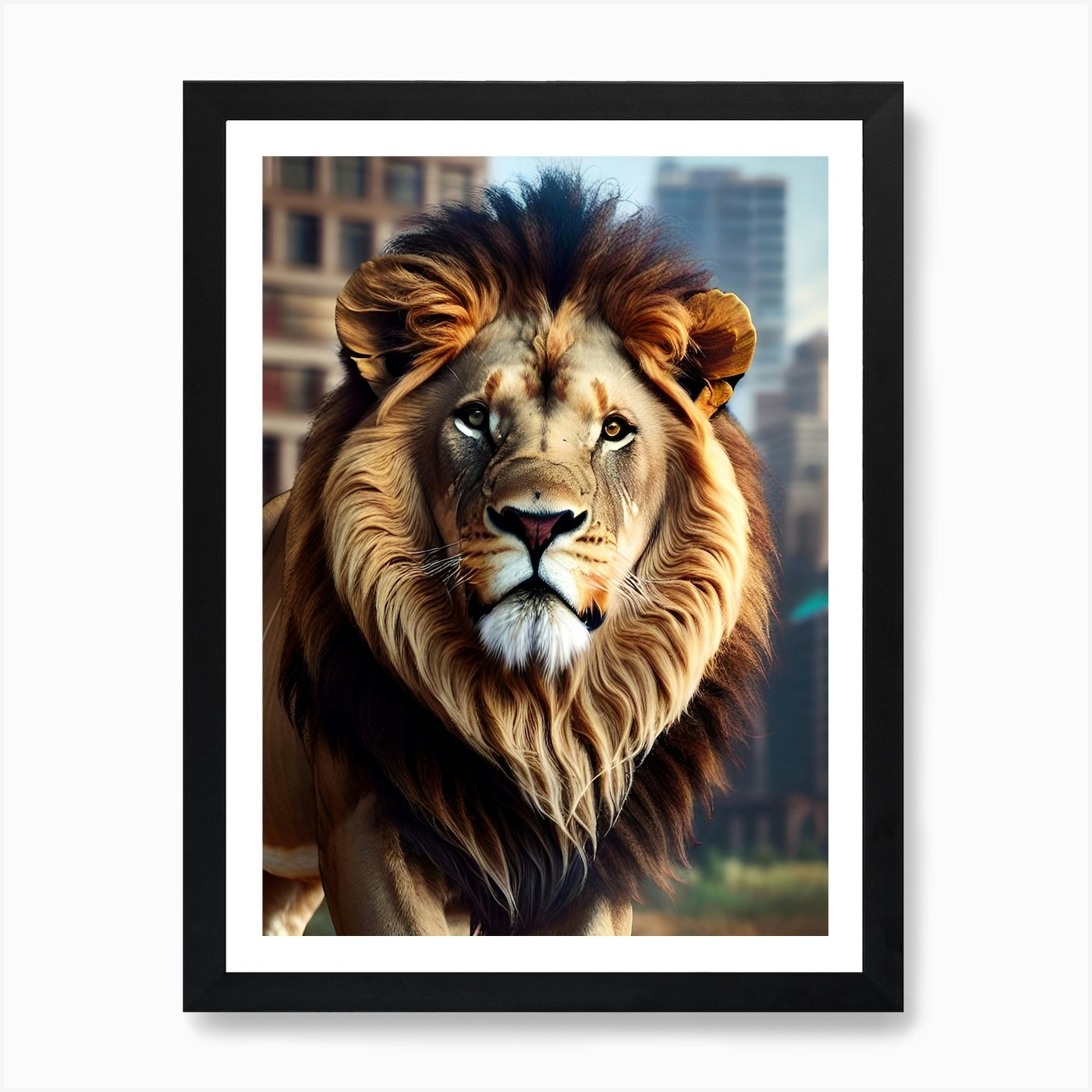 Lion In The City Art Print Framed Wall Art Poster Canvas Print Picture
