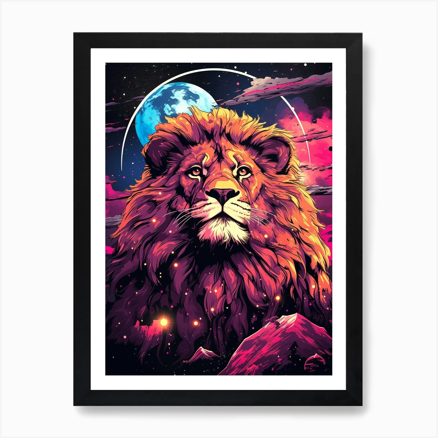 Lion In The Sky Art Print Framed Wall Art Poster Canvas Print Picture