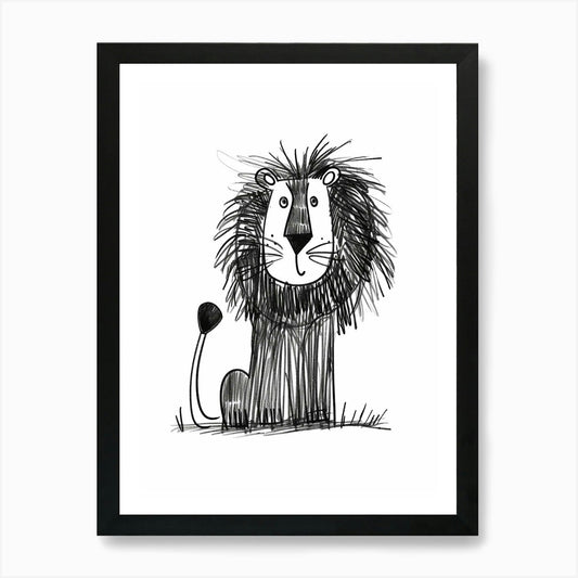 B&W Lion 2 Art Print Framed Wall Art Poster Canvas Print Picture