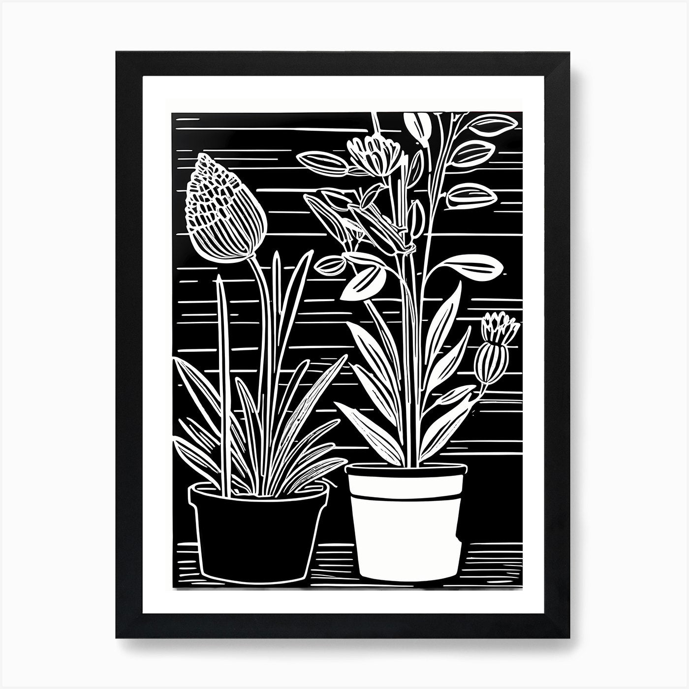 Lion cut inspired Black and white G Framed Wall Art Poster Canvas Print Picture