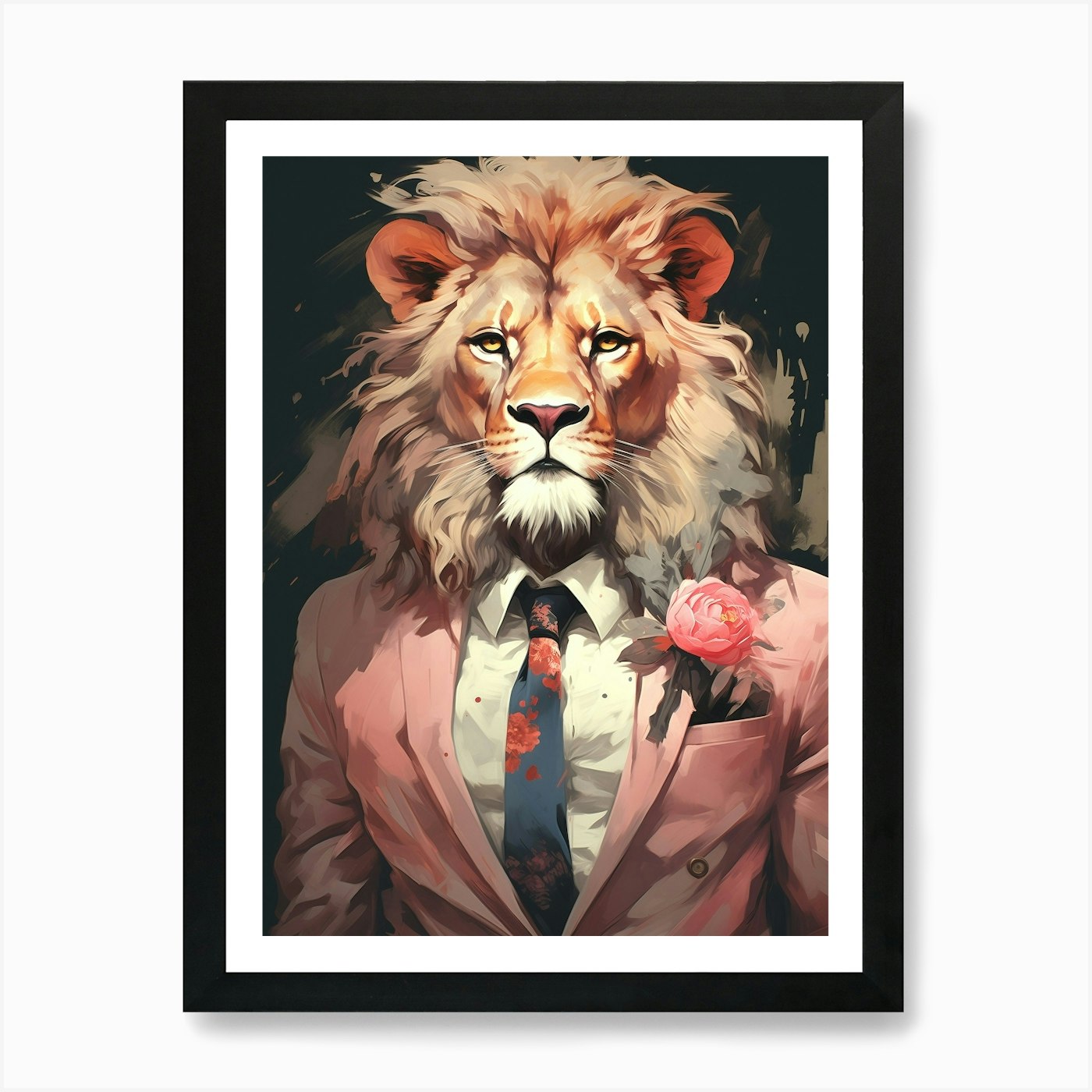 Lion In A Suit 2 Art Print Framed Wall Art Poster Canvas Print Picture