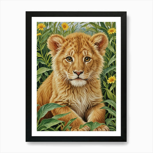 Lion Cub Art Print Framed Wall Art Poster Canvas Print Picture