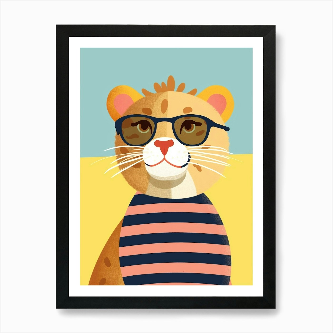 Little Lion 5 Wearing Sunglasses Ar Framed Wall Art Poster Canvas Print Picture