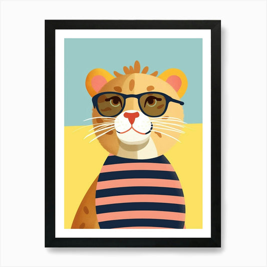 Little Lion 5 Wearing Sunglasses Ar Framed Wall Art Poster Canvas Print Picture