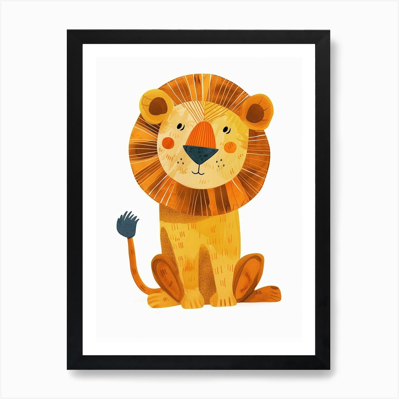 Barbary Lion Night Hunt Clipart 2 A Framed Wall Art Poster Canvas Print Picture