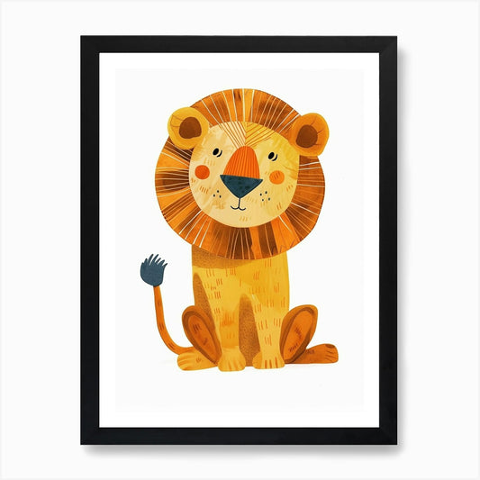 Barbary Lion Night Hunt Clipart 2 A Framed Wall Art Poster Canvas Print Picture
