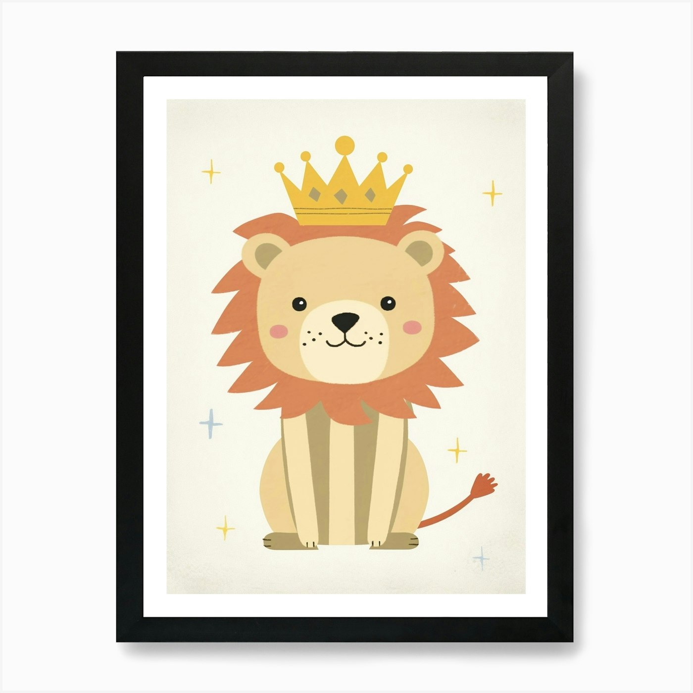 Little Lion 4 Wearing A Crown Art P Framed Wall Art Poster Canvas Print Picture