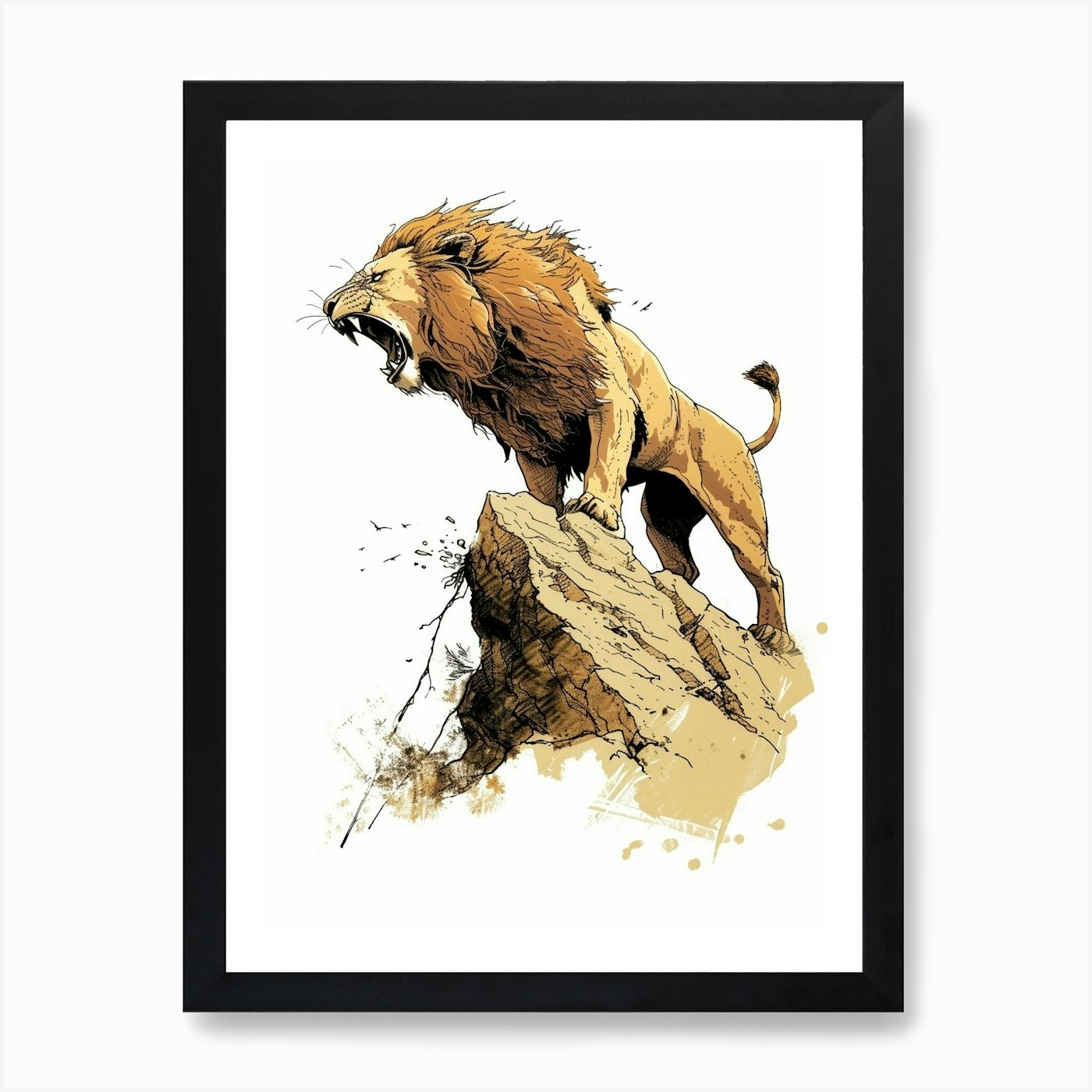 Barbary Lion Symbolic Imagery Clipa Framed Wall Art Poster Canvas Print Picture
